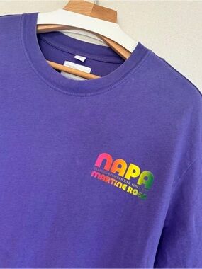Martine Rose Purple Tee with Rainbow NAPA Logo